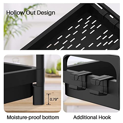 SOYO Under Sink Organizer, 2-Tier Under Bathroom Sink Organizers Cabinet Storage, Standing Rack Organizer, Bath Collection Baskets with Hook, Multi-Purpose Storage Shelf for Kitchen Laundry, Black