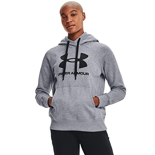[アンダーアーマー] トレーニングフリース UAライバルフリース フーディー 〈ロゴ〉 レディース Steel Medium Heather/Black/Black LG