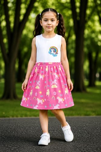 Image of EIO Girls Cotton Frock Dress Combo Pack et | Multicolor Knee Length Casual Dresses for Kids | Soft & Breathable Summer Wear Outfit Frock Set