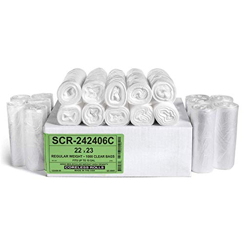 Aluf Plastics 10 Gallon Trash Bags - (COMMERCIAL 1000 PACK) - Source Reduction Series Value High Density 6 MICRON gauge - Intended for Home Office Bathroom Paper Styrofoam
