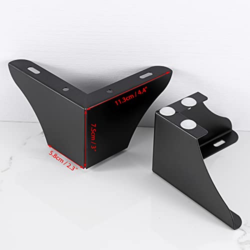 Ownmy 4Pcs Metal Furniture Legs 3 Inch Black Sofa Legs Dresser Legs, Modern Ottoman Legs Coffee Table Legs Metal Cabinet Chair Risers, Heavy Duty Triangle Couch Legs Corner Furniture Replacement Feets #TOP2
