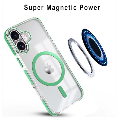 Image of MINTZZ ️ for iPhone 16 Plus Case, Compatible with MagSafe, Military-Grade Protection, Yellowing Resistant, Scratch-Resistant TPU Back, Magnetic Phone Case for iPhone 16 Plus Green