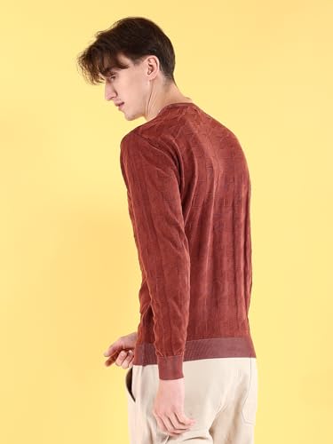 Image of The Indian Garage Co Men's Cotton Regular Fit Overdyed Crew Neck Sweater