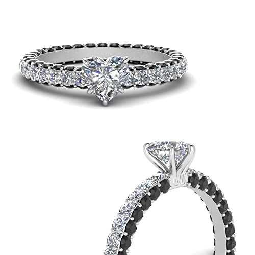 Image of 55Carat Choose Your Gemstone Eternity Ring Sterling Silver Heart Shape Side Stone Engagement Rings Affordable for your Girlfriend, Wife, Wedding Partner US Size 4 TO 12