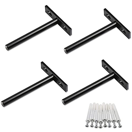 SpzcdZa 4" Floating Shelf Bracket (4 pcs),Invisible Support Bracket Blind Shelf Supports Hidden Shelf Support Brackets Hardened Concealed Floating Shelf Blind Wall Shelf Solid Steel Brackets