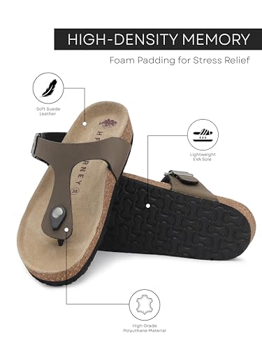 Image of HF JOURNEY Women's Cork Footbed Thong Sandal,Slip On Entry,(Size 36-41) PU, Casual Lounging Slipper, EVA Sole, Flat Heel, Anna Carina 2.0