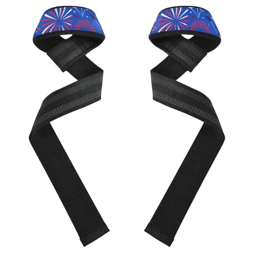 STAYTOP Independence Day Spark Wrist Straps for Weightlifting,Lifting Straps with Neoprene Cushioned Wrist Padded and Anti-Skid Silicone for Strength Training,Bodybuilding,Deadlifting