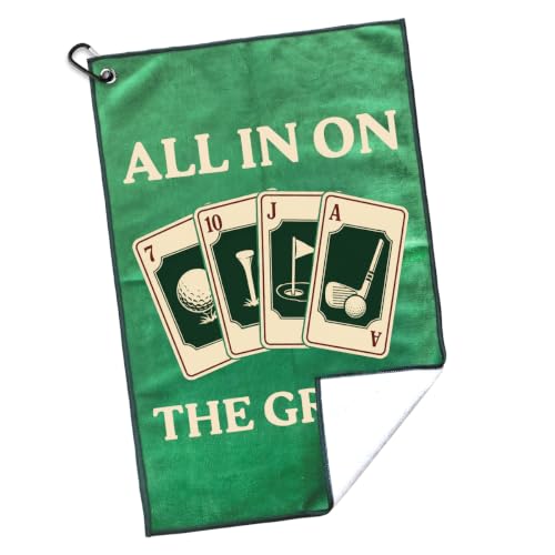 rofiowa All in on the Green Poker Golf Towel Accessories Gifts for Men Papa