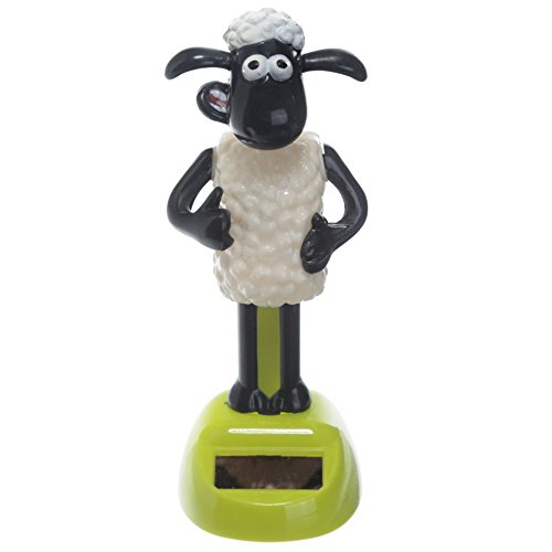 Puckator LTD. Shaun das Schaf Solar Wackel- Figur schwarz/weiß/grün, Bedruckt, 100% Kunststoff.