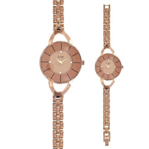 Montre élégance métal bronzée avec bracelet en acier inoxydable et cadran brossé chic