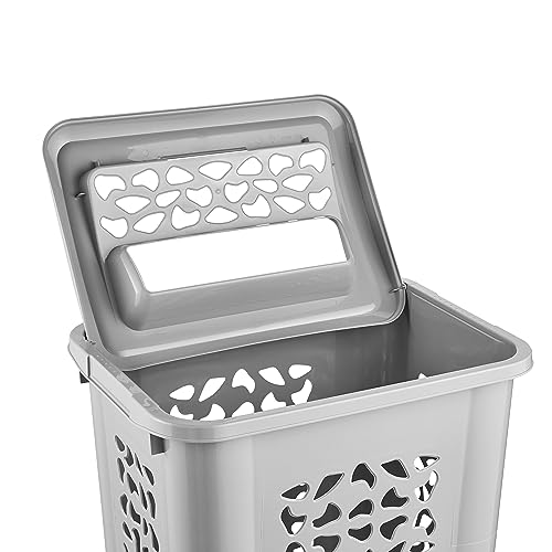 keeeper Wäschebox mit Einwurfschlitz und aufklappbarem Deckel, Luftdurchlässig, 60 l, Per, Nordic Grey