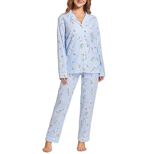 Image of Tugege Pajamas Set Long Sleeve Sleepwear Womens Button Down Nightwear Pj Sets
