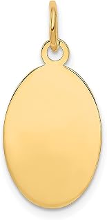 Colar de ouro amarelo 14 k calibre 0,027 gravável disco oval pingente elíptico joias finas para mulheres presentes para ela, Pedra Pedra Ouro amarelo