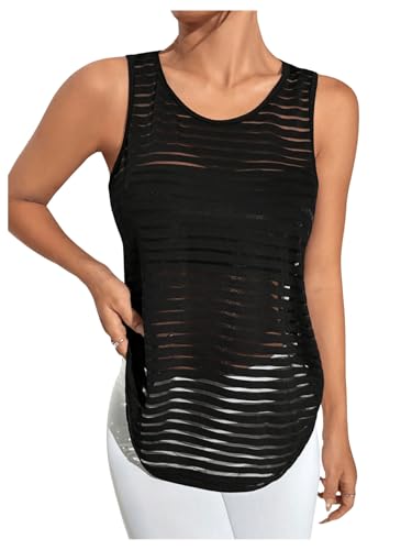 OYOANGLE Women's Sheer Sports Tank Top