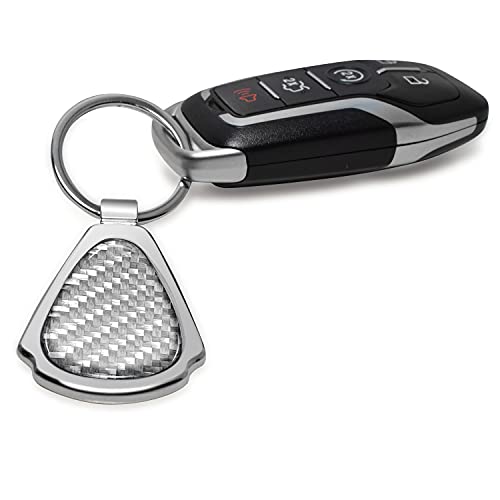 Real Silver Dome Carbon Fiber Chrome Metal Teardrop Key Chain Official Licensed for Cadillac Crest Logo4