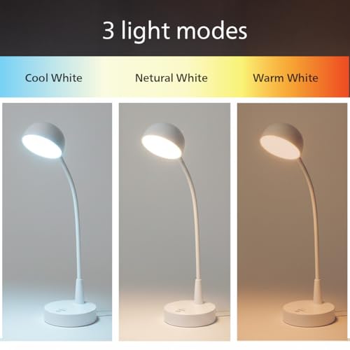 Image of Philips 5W Lumos White LED Desk Light | 3-in-1 Study Lamp with Adjustable Brightness | EyeComfort Technology | Energy Efficient LED | Modern Table Lamp for Study & Work | Pack of 1