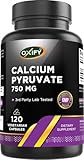 Oxify Calcium Pyruvate 750 mg | 120 Vegetarian Capsule | Gluten-Free, Non-GMO | Supplement Made in USA