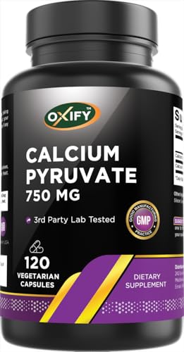 Oxify Calcium Pyruvate 750 mg | 120 Vegetarian Capsule | Gluten-Free Non-GMO | Supplement Made in USA