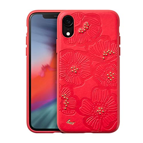 LAUT - Flora for iPhone Xs Max | Super Soft Faux Leather | Emboss Design | Hard Back Protection (Indigo (Blue))