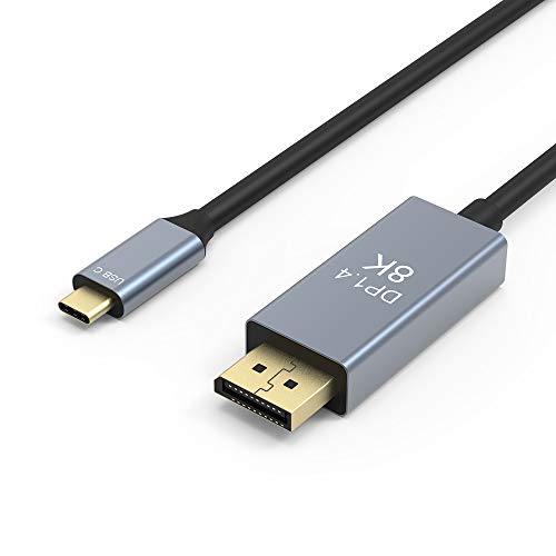 ELUTENG USB C to Displayport Cable 8K 60Hz 30Hz, 4K 144Hz 120Hz Thunderbolt 3 to Displayport Cable 6.6ft USB Type C-DP 1.4 Adapter Compatible with MacBook Pro, Laptop, Projector, TV, PC and More