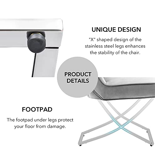 Loulens Elegance Velvet Dining Chairs Set Of 6, Luxury Comfortable Dining Room Chair, Accent Upholstered Chairs With Stainless Steel Legs For Dining Living Room, Grey #TOP4