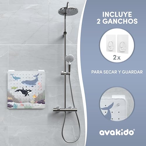 Miniatura 5 de Avakido Alfombra Ducha Antideslizante Infantil 53x53 Cm - Con 2 Ganchos Incluidos - Alfombrilla Bañera Sin Bpa, Lavable A Máquina Y Resistente Al Moho