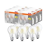 OSRAM LED Base Classic A, in Kolbenform mit E27-Sockel, Nicht Dimmbar, Ersetzt 40 Watt, Filamentstil Klar, Warmweiß - 2700 Kelvin, 10x2er-Pack
