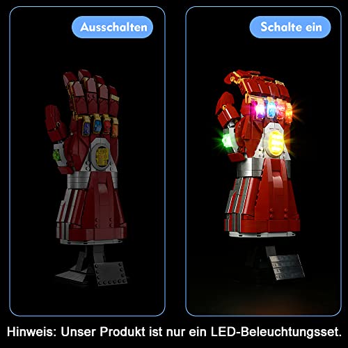 LocoLee Led Licht Set Kompatibel mit LEGO Iron Mans Nano Handschuh, Led Beleuchtungs Set Compatible with LEGO 76223 Nano Handschuh Infinity - Nur Lichter Set, Kein Modell (Standard Version) – Bild 3