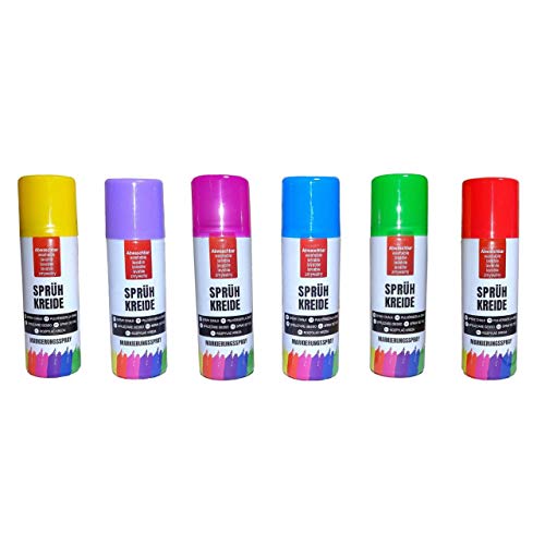 Preisvergleich Produktbild ka 6X Sprühkreide Kreidespray Markierungsspray Kreide abwaschbar 6 vers. Farben