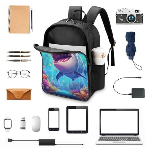 Mochila infantil de tiburón 3D pequeña para guardería con correa de pecho para niñas 4
