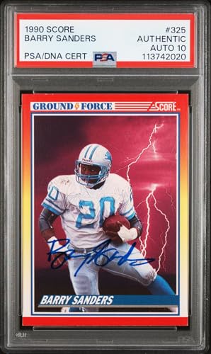 Barry Sanders 1990 Score Ground Force Signed Card 325 Auto Graded PSA 10 742020