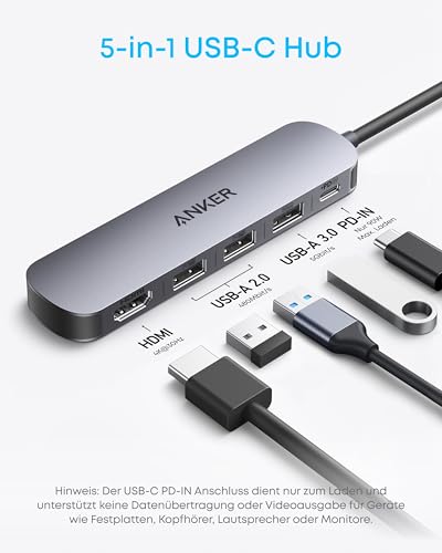 Anker 5-in-1 USB-C Hub, 4K@30Hz HDMI mit 90W Max – Ansicht 2