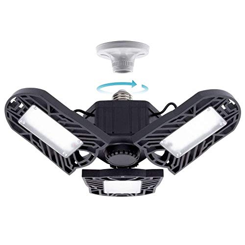 SENLUO LED Garage 360 Degrees Light Bulb, 60W Deformable Ceiling Light, 6000lm 6500K 110v E26/E27/E14 Base Super Bright Adjustable Lamp for Garage, Workshop,Workbench,Barn,Warehouse, Full Area Basemen