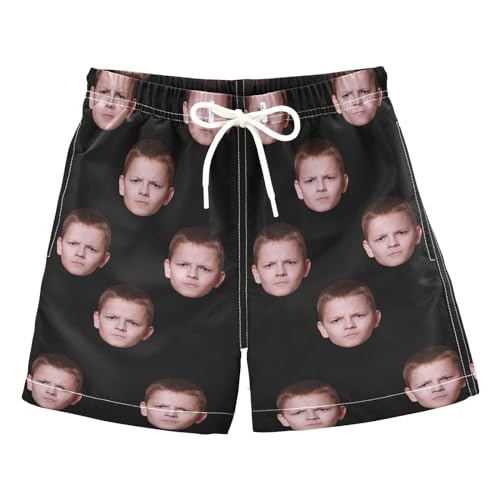 Custom Funny Boys Swim Trunks Personalized Photo Face Infant Baby Boy Swim Board Shorts Beach Shorts Swimwear