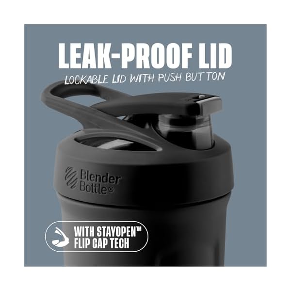BlenderBottle Sport Flip Stainless Steel Shaker Bottle 24 oz Black - Image 2
