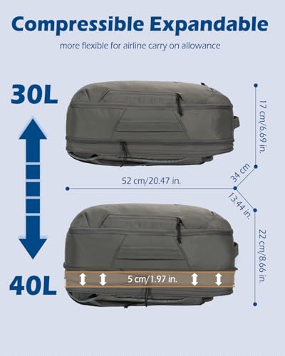 Hynes Eagle TSA Friendly Travel Backpack for Men Women Carry on Backpack 40L Flight Approved Laptop Backpack for 17 inches Compressible Weekender Bag Overnight Backpack Dark Grey4