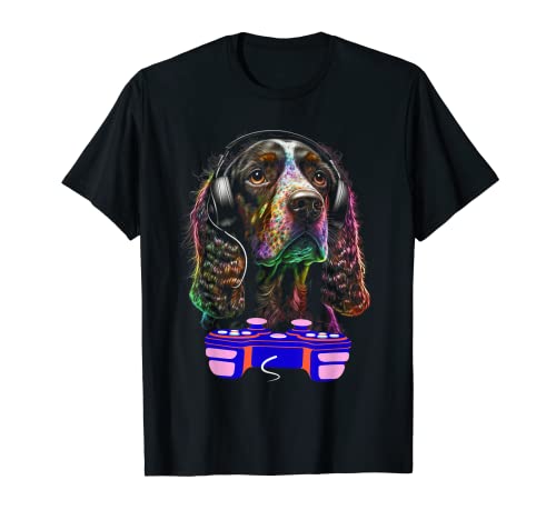 Gaming english cocker spaniel dog player video gamer lover t-shirt