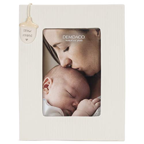 Demdaco Grow Strong Acorn Classic White 9 X 7 Glossy Ceramic Tabletop Photo Frame #TOP23