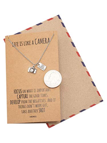 quan jewelry Cute Vintage Camera Miniature Jewelry for Women, Photography Gifts (Silver Tone) - Thumbnail 3