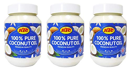 KTC 100% Pure Coconut Multipurpose Oil 500ml Jar - for Hair, Cooking, Moisturiser Use & Indian Curries - 3 Pack