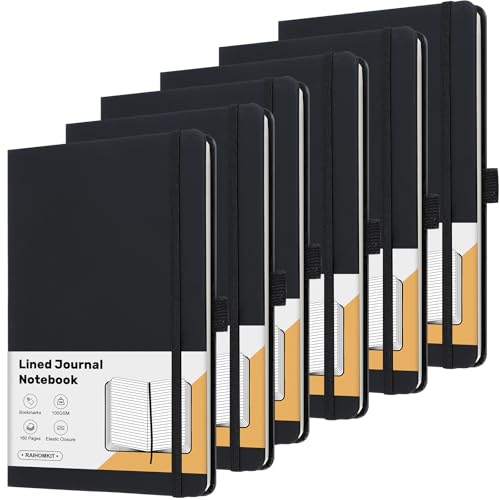 Carnet A5 ligné lot de 6 journaux intimes en cuir noir pour écrire au bureau