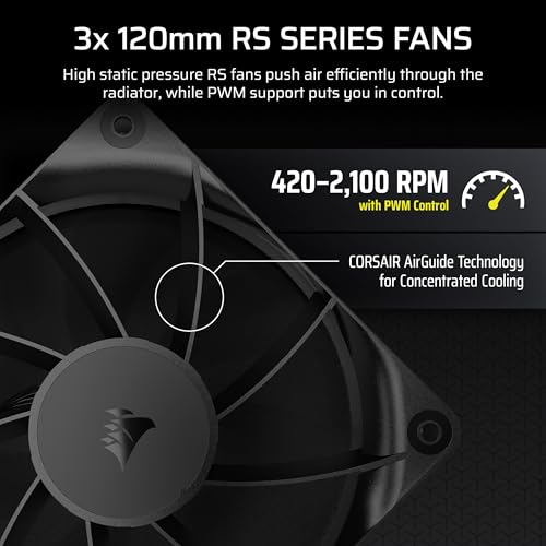 CORSAIR Nautilus 360 RS LCD Liquid CPU Cooler – 2.1" IPS LCD Screen, 360mm AIO, Low-Noise, Daisy-Chain, Intel LGA 1851/1700, AMD AM5/AM4 – 3X RS120 Fans Included – Black by Corsair - Image 5