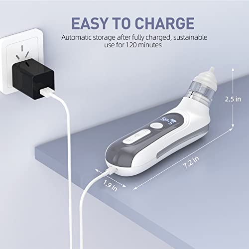 Electric Nasal Aspirator for Baby, Baby Nose Sucker for Toddlers - Rechargeable, with 3 Silicone Heads, 5-Gear Adjustable Suction, Booger Sucker for Babies with Music and Light Soothing Function - Thumbnail 7