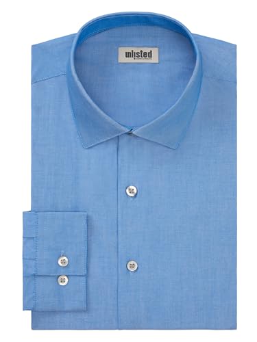 Image of Kenneth Cole REACTION Unlisted Men's Slim Fit Solid Cotton Spread Collar Full Sleeves Formal Dress Shirt