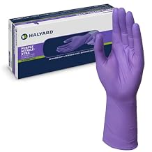 HALYARD Purple Nitrile-Xtra Exam Gloves, Sterile Individually Wrapped, Powder-Free, 5.9 mil, 12 Inches, Purple, X-Large, 14263 Box of 100/50 Pairs