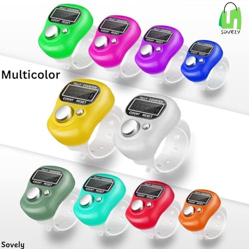 Image of Sovely Mini Hand Tally Counter Digital Electronic Finger Ring - LED Finger Counter for Mantra Jap, Cricket Umpire, NAM Jap, Multiuse Counting Tally Machine, Portable Hand Clicker (4, Multicolor)