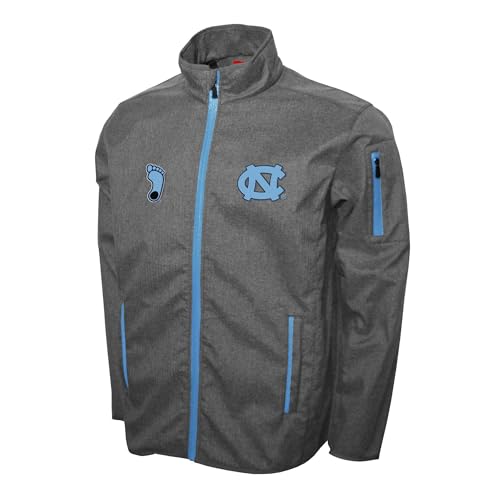2Bhip NCAA UNC Tar Heels Mens Gray Softshell Full Zip Jacket With Pockets & Reflective Print Campus Jackets