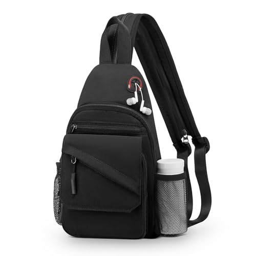 Convgo Small Crossbody Bag Casual Sling Bag for Men, Convertible Backpack, 3-in-1 Anti-Theft Shoulder Bag Trendy Daypack for Travel, Black