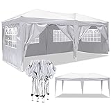 YUEBO Barnum Faltpavillon, 3 x 6 m, professionell, faltbar, wasserdicht, mit 6 Seiten, Festzelt, faltbar, Pavillon, Gartenzelt, Empfang, für den Außenbereich, Weiß