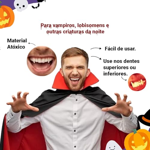 Dentes de Vampiro Fantasia Dracula de Halloween
